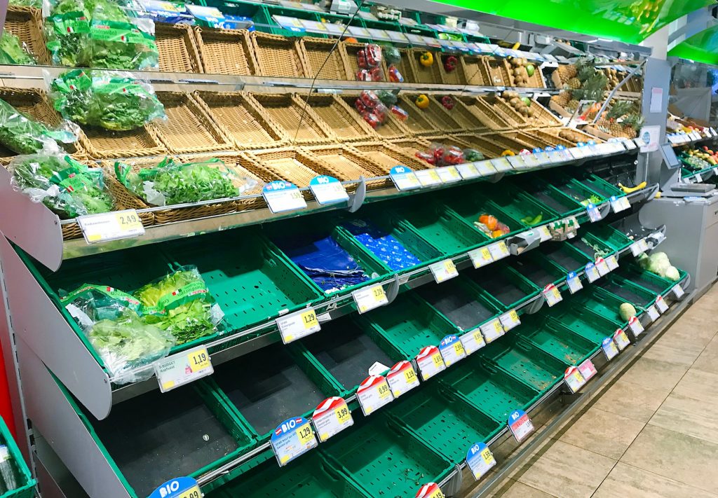 Empty shelves in Vienna Austria, one of the wealthy City in the World, hoarding