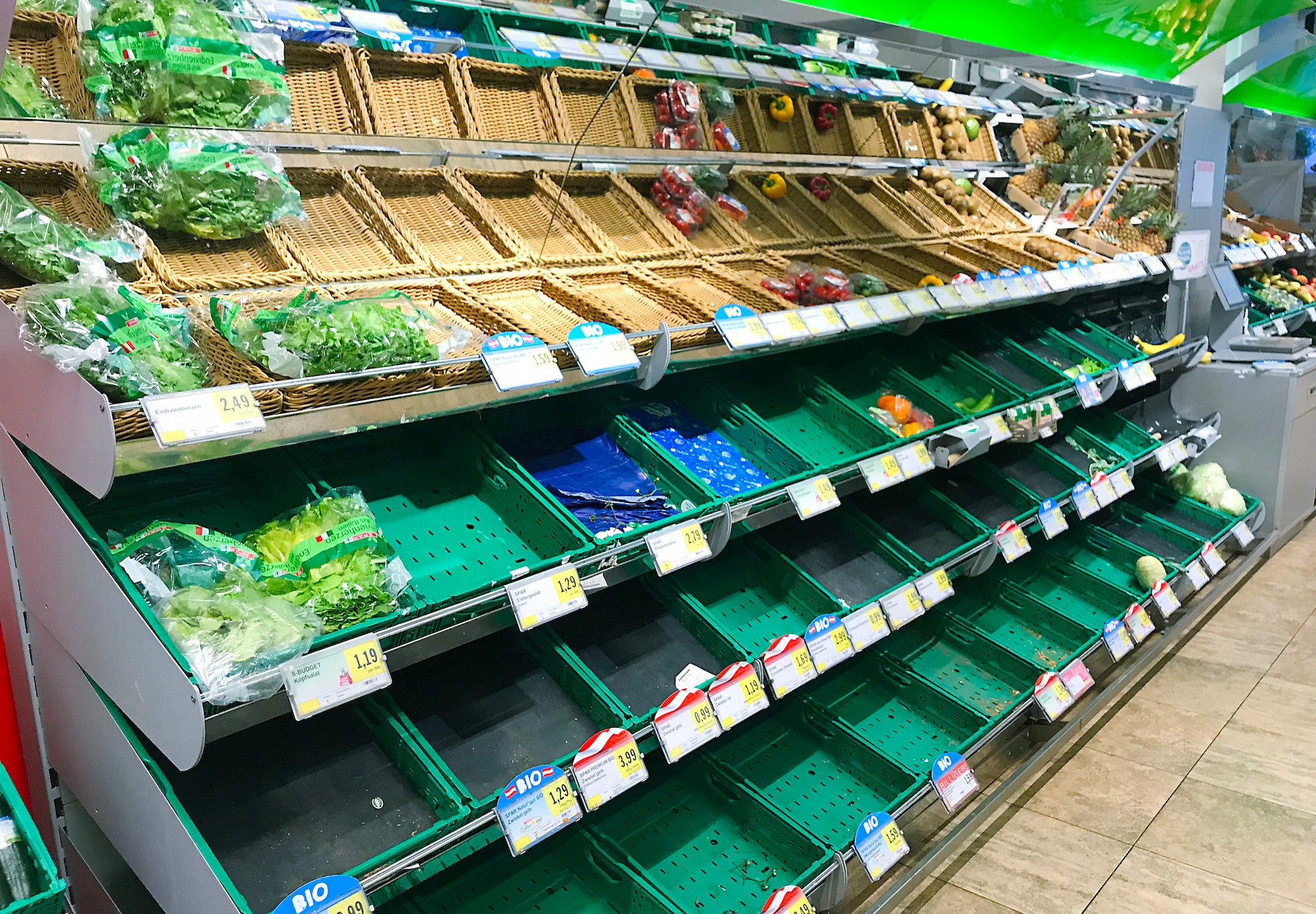 Empty shelves in Vienna Austria, one of the wealthy City in the World, hoarding